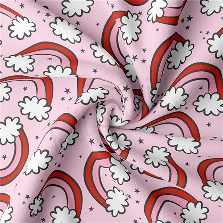 Valentine's Day Double Brushed Polyester Fabric Jersey Stretchy Soft Polyester Stretch Fabric