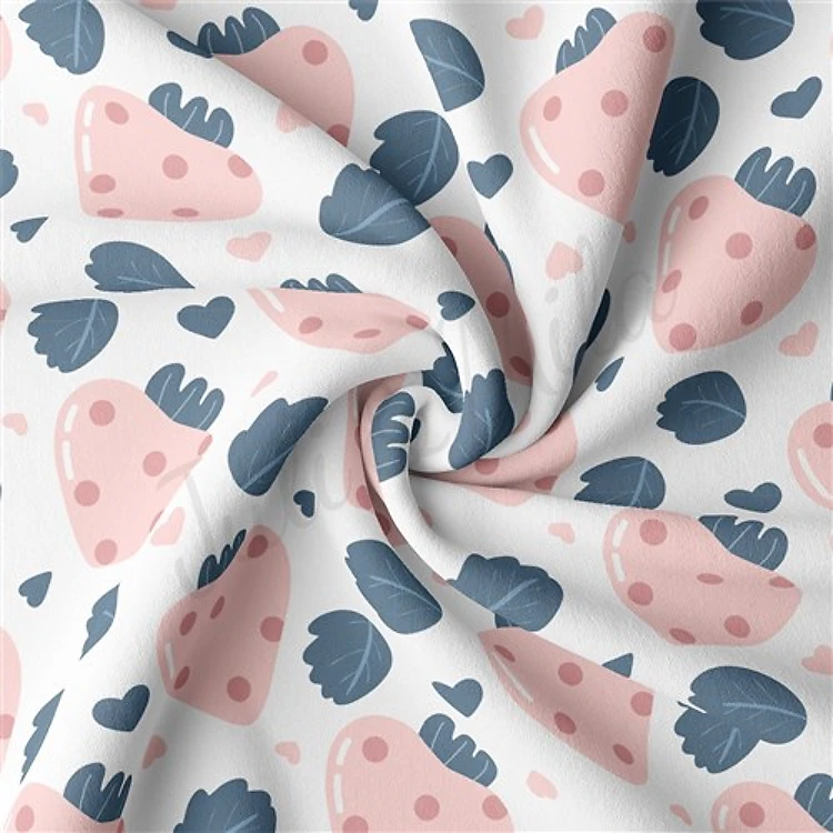 Strawberry Double Brushed Polyester Fabric Jersey Stretchy Soft Polyester Stretch Fabric