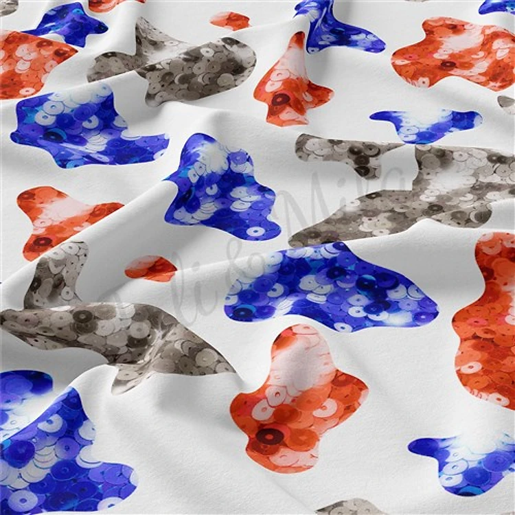 4th of July Patriotic Double Brushed Polyester Fabric Jersey Stretchy Soft Polyester Stretch Fabric