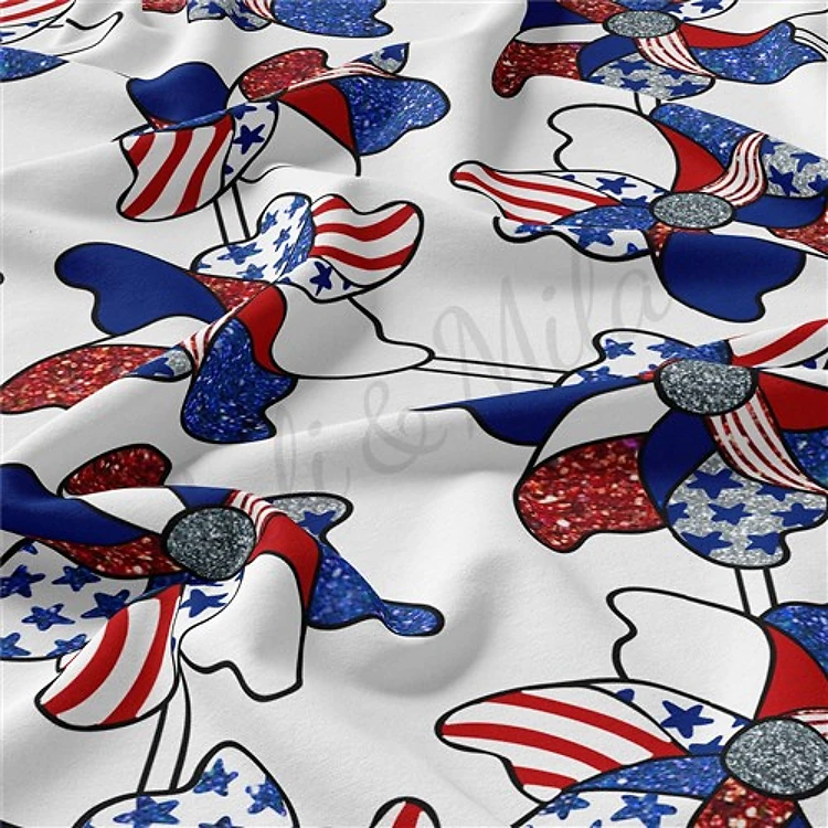 4th of July Patriotic Double Brushed Polyester Fabric Jersey Stretchy Soft Polyester Stretch Fabric