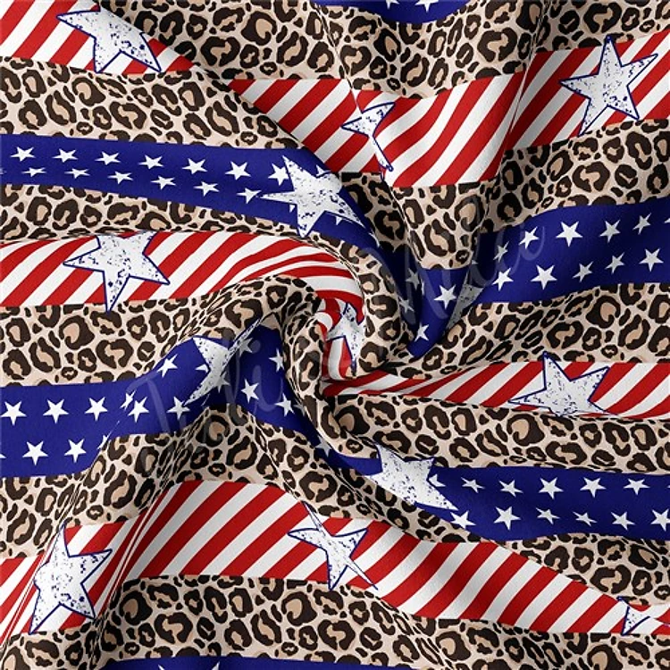 4th of July Patriotic Double Brushed Polyester Fabric Jersey Stretchy Soft Polyester Stretch Fabric