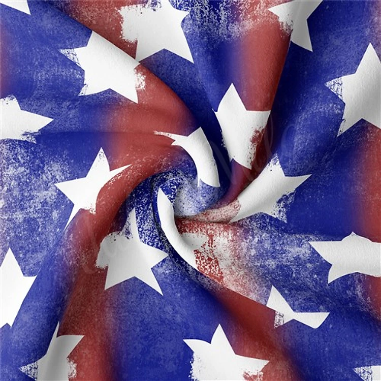 4th of July Patriotic Double Brushed Polyester Fabric Jersey Stretchy Soft Polyester Stretch Fabric