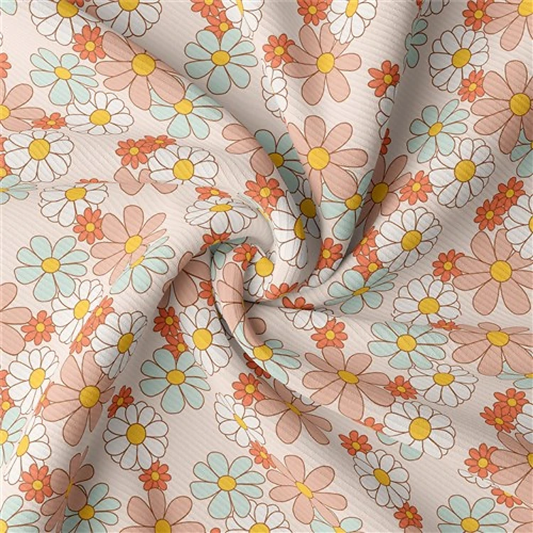 Floral Rib Knit Fabric, RBK221 & Get a Free $89.99 Embroidery Bundle