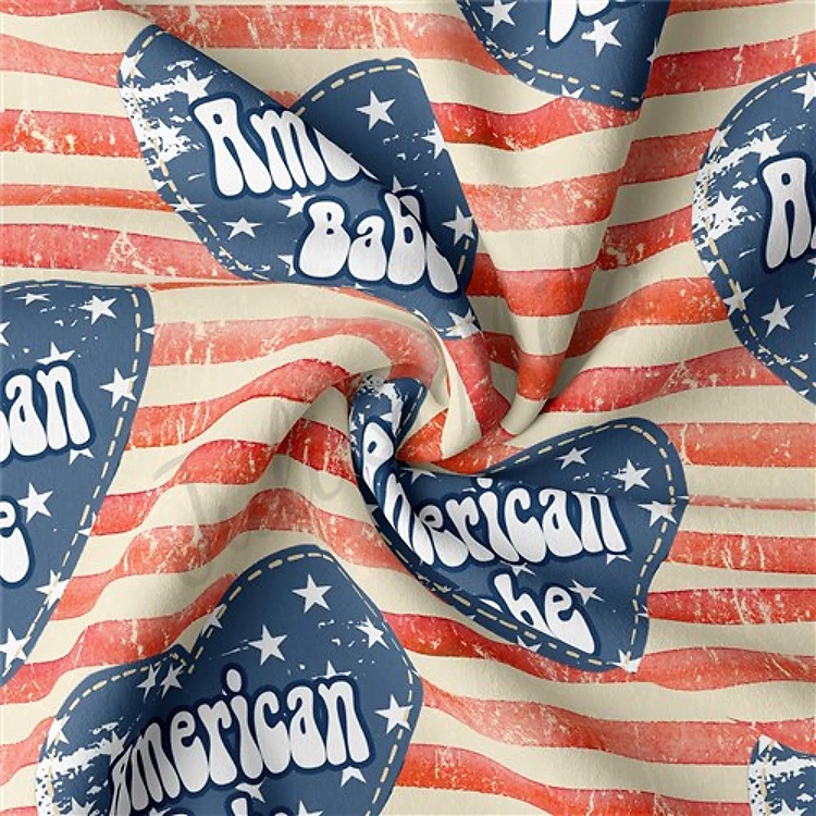 4th of July Patriotic Double Brushed Polyester Fabric Jersey Stretchy Soft Polyester Stretch Fabric