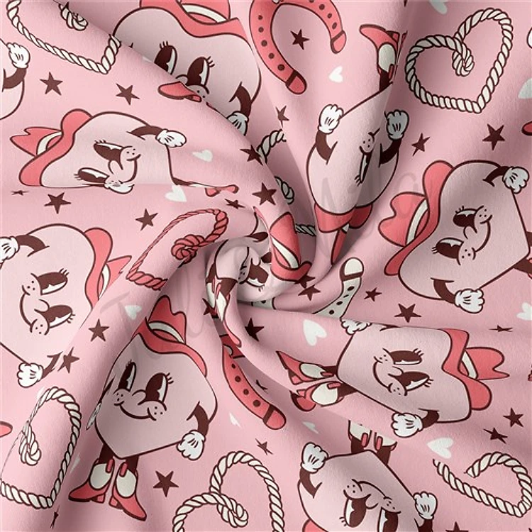Valentine's Day Double Brushed Polyester Fabric Jersey Stretchy Soft Polyester Stretch Fabric