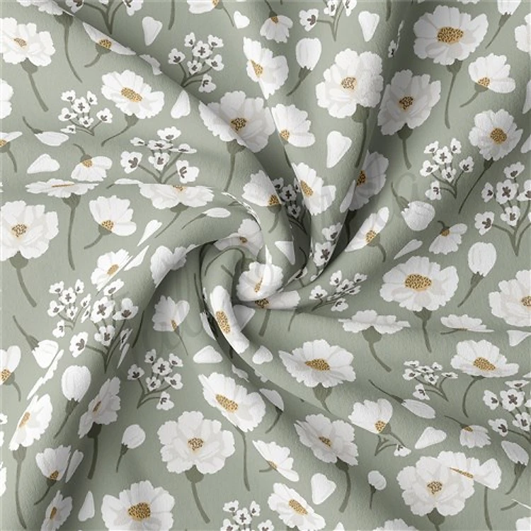 Floral Flowers Double Brushed Polyester Fabric Jersey Stretchy Soft Polyester Stretch Fabric