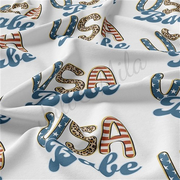 4th of July Patriotic Double Brushed Polyester Fabric Jersey Stretchy Soft Polyester Stretch Fabric