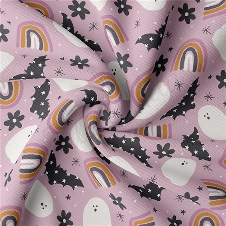 Autumn Fall Halloween Rib Knit Fabric, RBK1836 & Get a Free $89.99 Embroidery Bundle