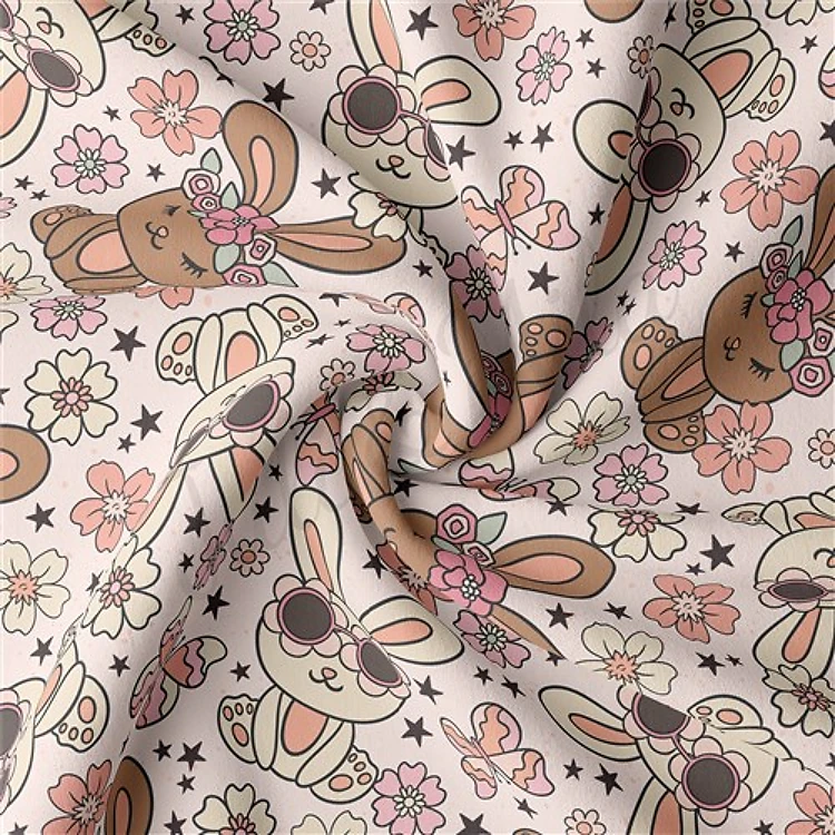 Easter Double Brushed Polyester Fabric Jersey Stretchy Soft Polyester Stretch Fabric