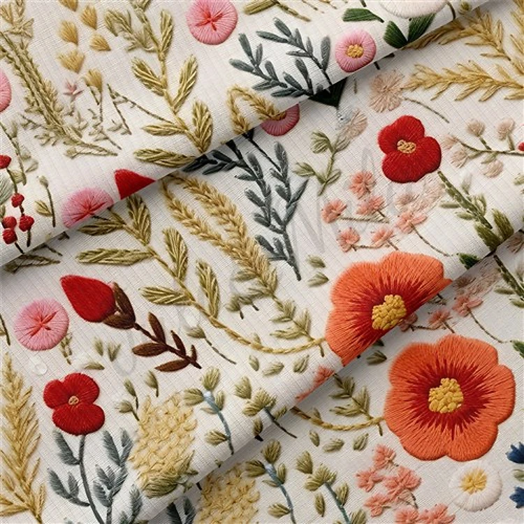 Floral Embroidery Rib Knit Fabric, RBK1788 & Get a Free $89.99 Embroidery Bundle