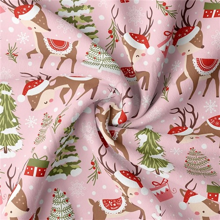 Christmas Double Brushed Polyester Fabric Jersey Stretchy Soft Polyester Stretch Fabric