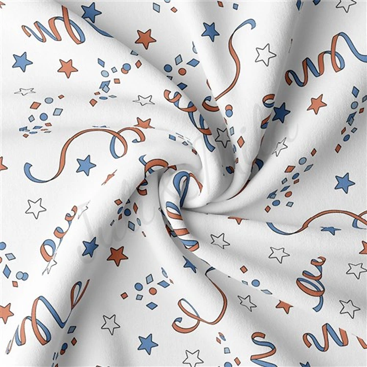4th of July Patriotic Double Brushed Polyester Fabric Jersey Stretchy Soft Polyester Stretch Fabric