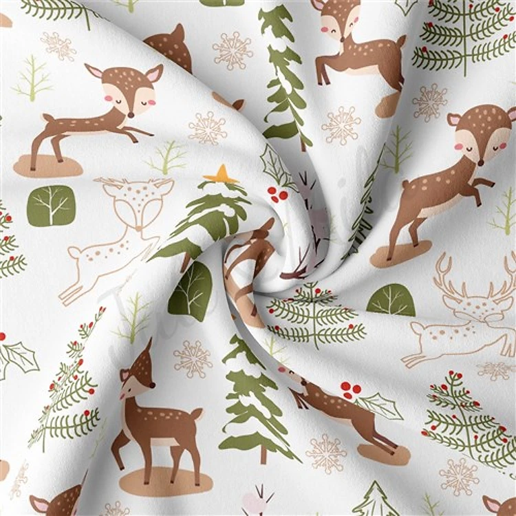 Christmas Double Brushed Polyester Fabric Jersey Stretchy Soft Polyester Stretch Fabric