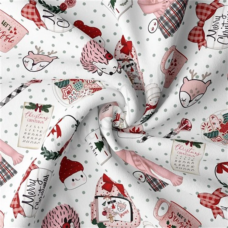 Christmas Double Brushed Polyester Fabric Jersey Stretchy Soft Polyester Stretch Fabric