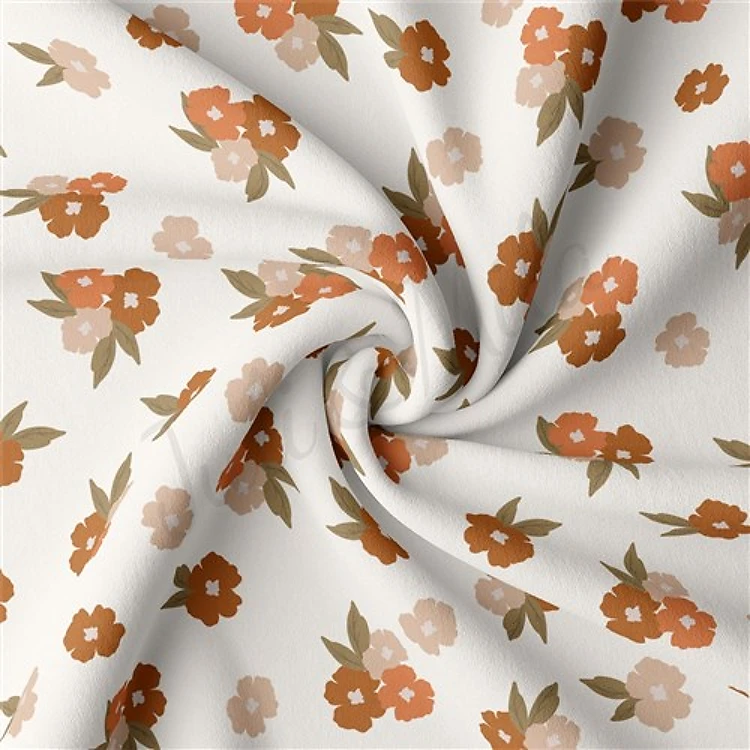 Floral Double Brushed Polyester Fabric Jersey Stretchy Soft Polyester Stretch Fabric