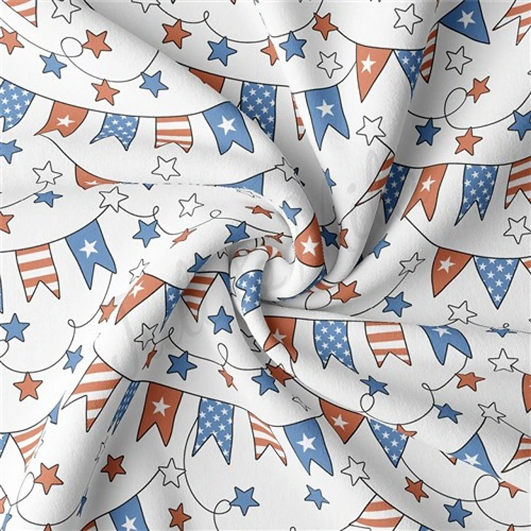 4th of July Patriotic Double Brushed Polyester Fabric Jersey Stretchy Soft Polyester Stretch Fabric