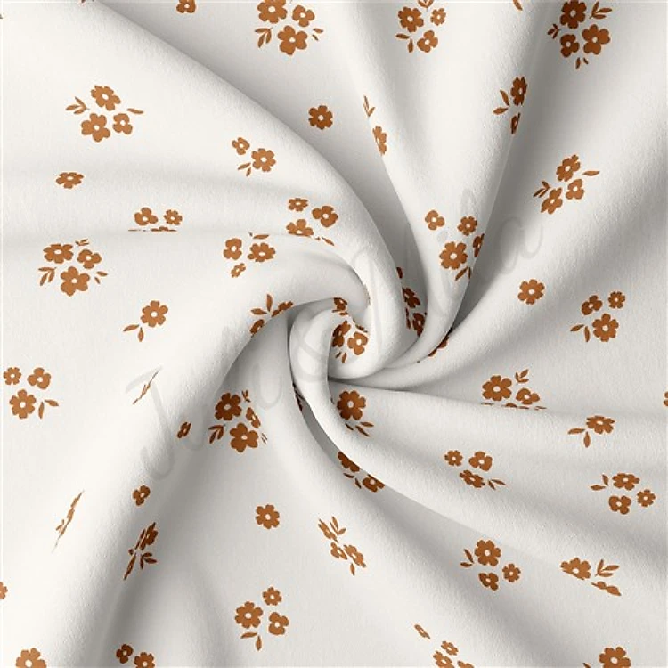 Floral Double Brushed Polyester Fabric Jersey Stretchy Soft Polyester Stretch Fabric