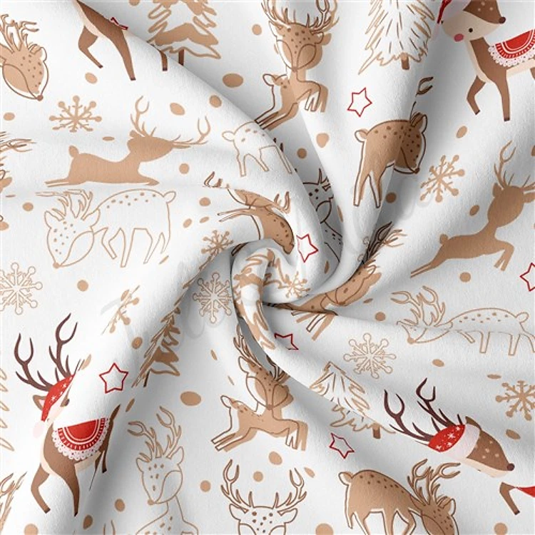 Christmas Double Brushed Polyester Fabric Jersey Stretchy Soft Polyester Stretch Fabric