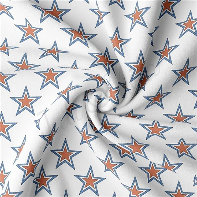 4th of July Patriotic Double Brushed Polyester Fabric Jersey Stretchy Soft Polyester Stretch Fabric