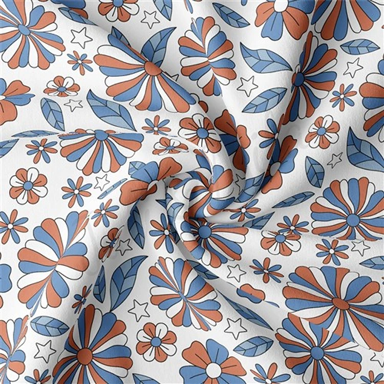 4th of July Patriotic Double Brushed Polyester Fabric Jersey Stretchy Soft Polyester Stretch Fabric