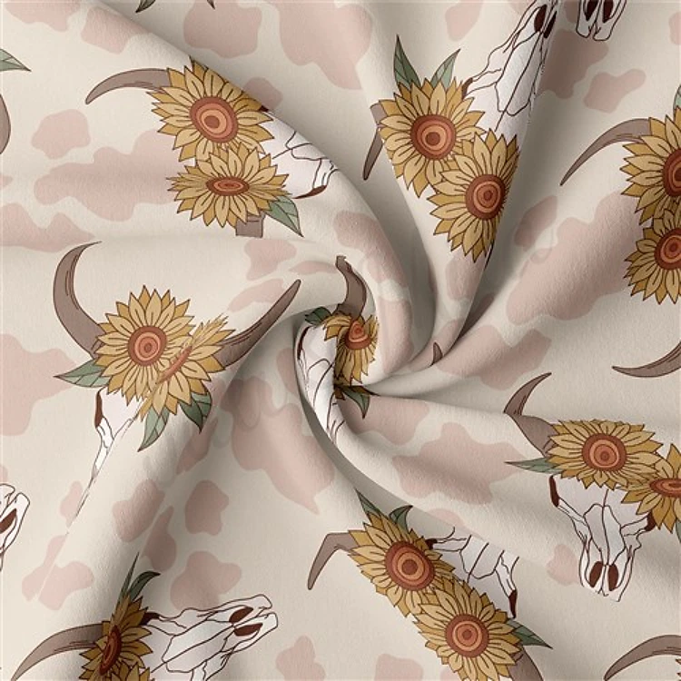 Boho Western Double Brushed Polyester Fabric Jersey Stretchy Soft Polyester Stretch Fabric