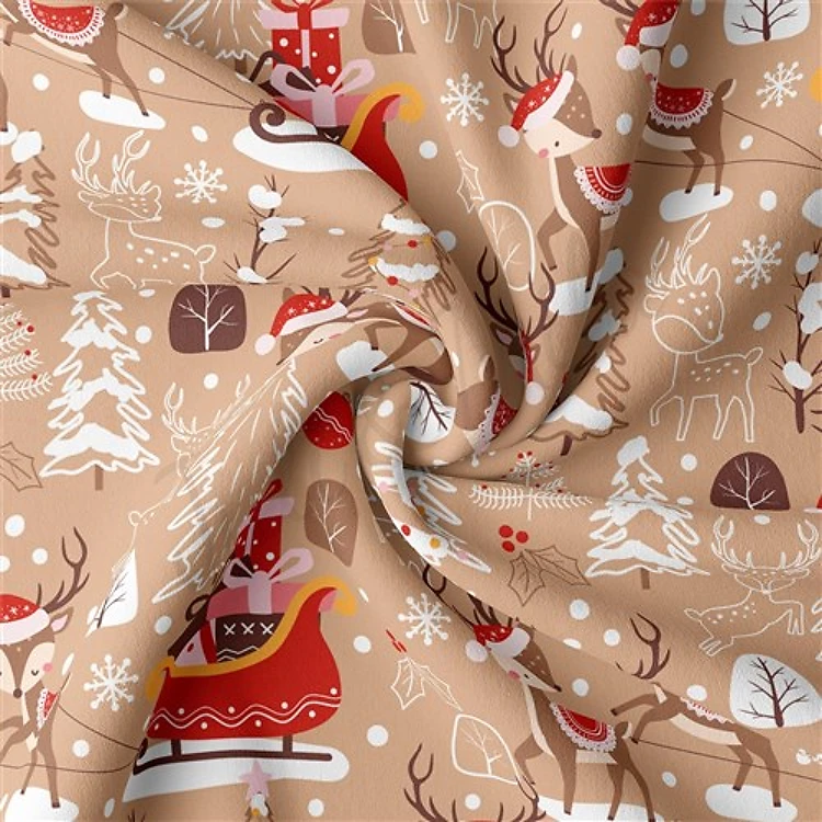 Christmas Double Brushed Polyester Fabric Jersey Stretchy Soft Polyester Stretch Fabric