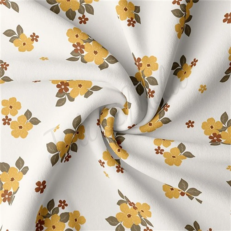 Floral Double Brushed Polyester Fabric Jersey Stretchy Soft Polyester Stretch Fabric