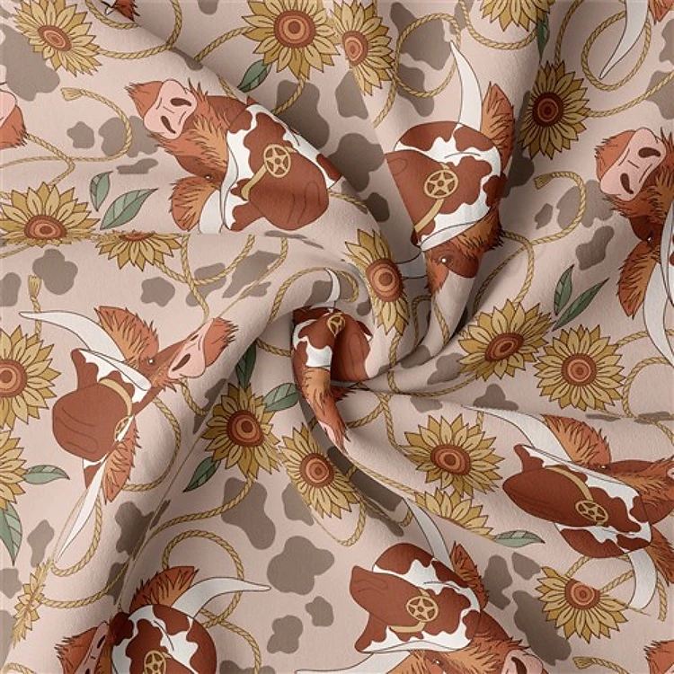 Boho Western Double Brushed Polyester Fabric Jersey Stretchy Soft Polyester Stretch Fabric