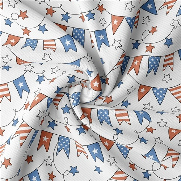 4th of July Patriotic Rib Knit Fabric, RBK2189 & Get a Free $89.99 Embroidery Bundle