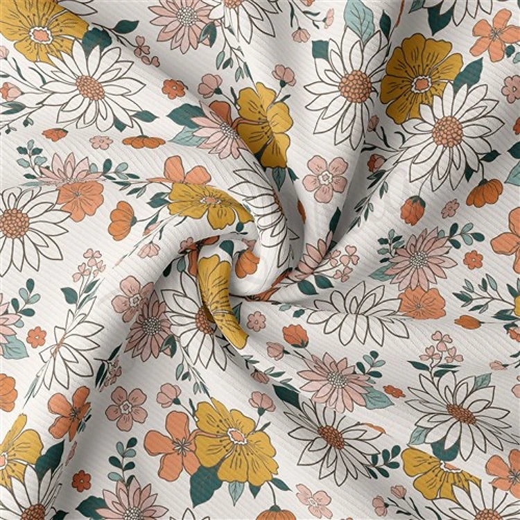 Floral Rib Knit Fabric, RBK2195 & Get a Free $89.99 Embroidery Bundle