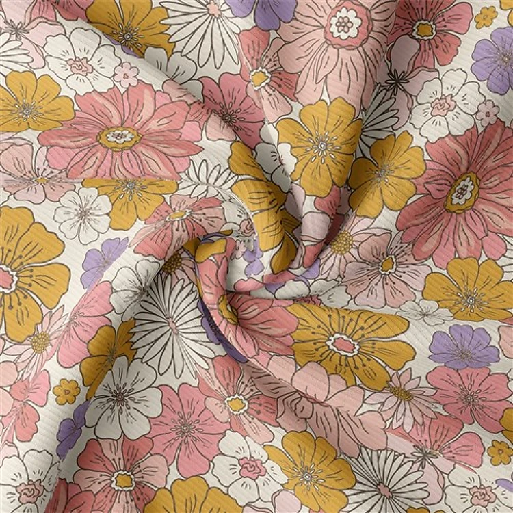 Floral Rib Knit Fabric, RBK2196 & Get a Free $89.99 Embroidery Bundle