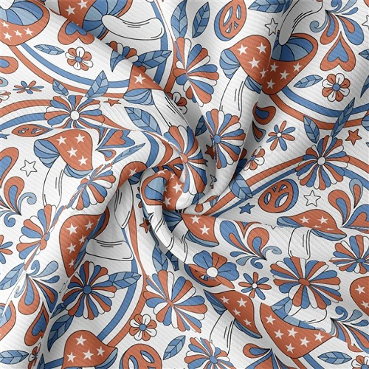 4th of July Patriotic Rib Knit Fabric, RBK2190 & Get a Free $89.99 Embroidery Bundle