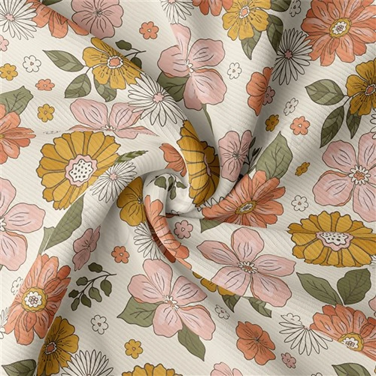 Floral Rib Knit Fabric, RBK2194 & Get a Free $89.99 Embroidery Bundle