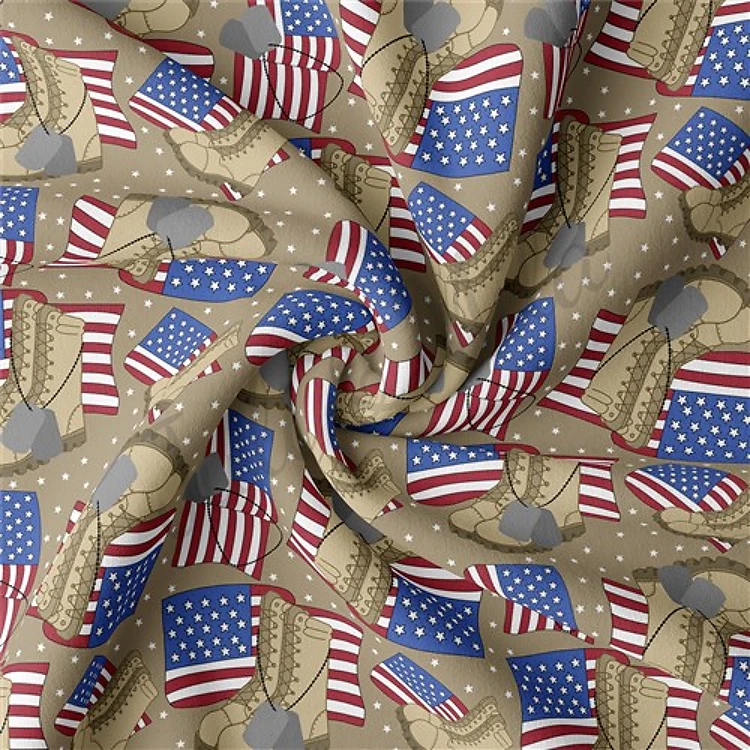 4th of July Patriotic Double Brushed Polyester Fabric Jersey Stretchy Soft Polyester Stretch Fabric