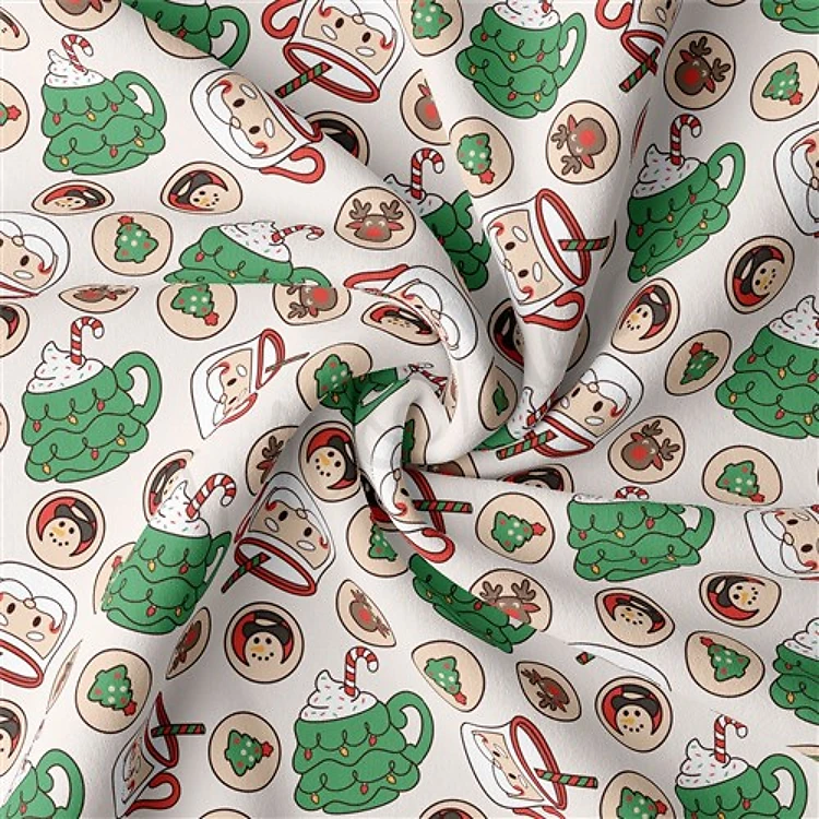 christmas Double Brushed Polyester Fabric Jersey Stretchy Soft Polyester Stretch Fabric