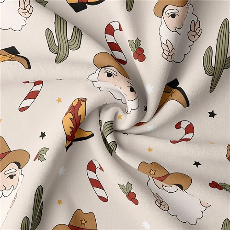 Christmas Double Brushed Polyester Fabric Jersey Stretchy Soft Polyester Stretch Fabric