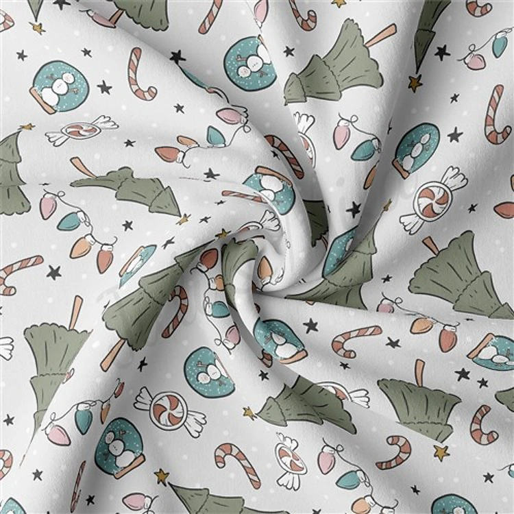 Christmas Christmas Double Brushed Polyester Fabric Jersey Stretchy Soft Polyester Stretch Fabric