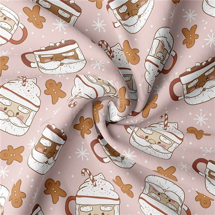 Christmas Christmas Double Brushed Polyester Fabric Jersey Stretchy Soft Polyester Stretch Fabric