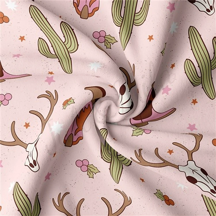 Christmas Christmas Double Brushed Polyester Fabric Jersey Stretchy Soft Polyester Stretch Fabric