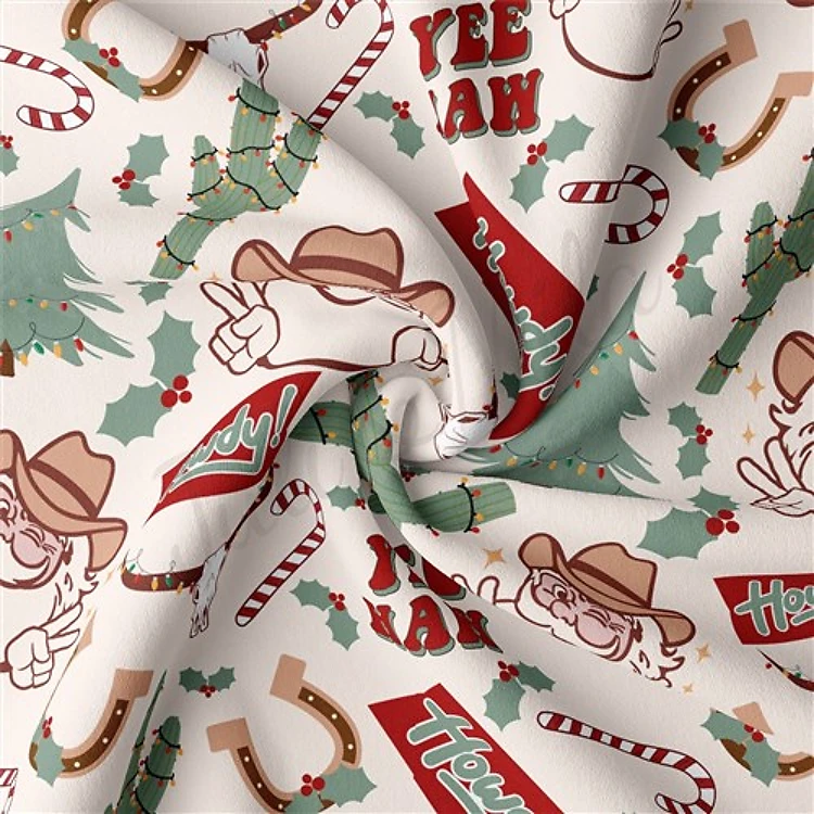 Christmas Christmas Double Brushed Polyester Fabric Jersey Stretchy Soft Polyester Stretch Fabric