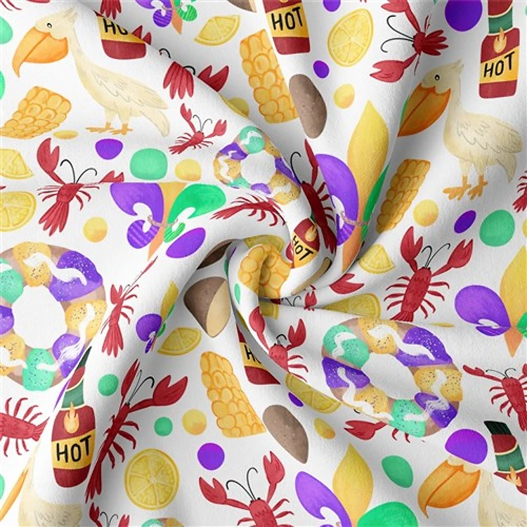 Mardi Gras Double Brushed Polyester Fabric Jersey Stretchy Soft Polyester Stretch Fabric