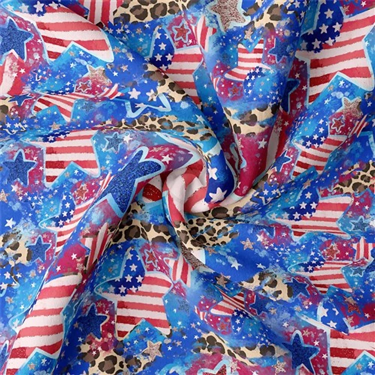 4th of July Patriotic Double Brushed Polyester Fabric Jersey Stretchy Soft Polyester Stretch Fabric