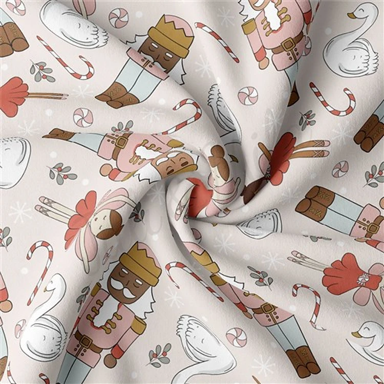 Christmas Christmas Double Brushed Polyester Fabric Jersey Stretchy Soft Polyester Stretch Fabric