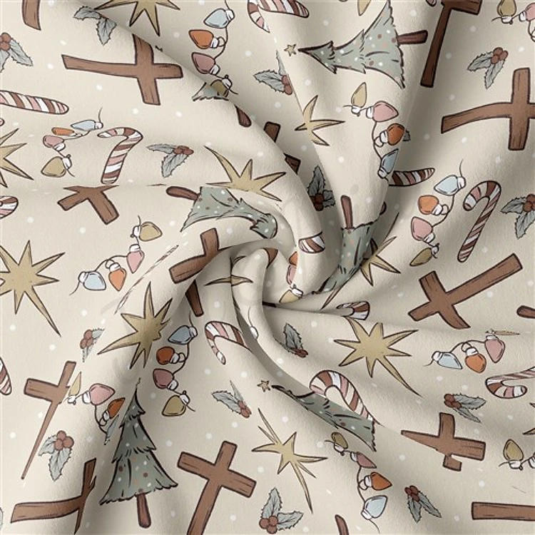 Christmas Christmas Double Brushed Polyester Fabric Jersey Stretchy Soft Polyester Stretch Fabric