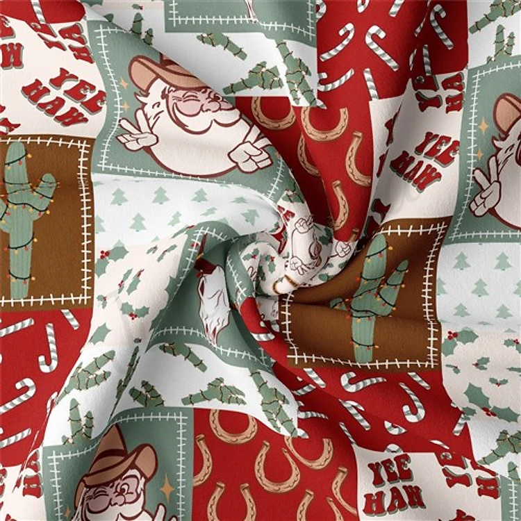 Christmas Christmas Double Brushed Polyester Fabric Jersey Stretchy Soft Polyester Stretch Fabric