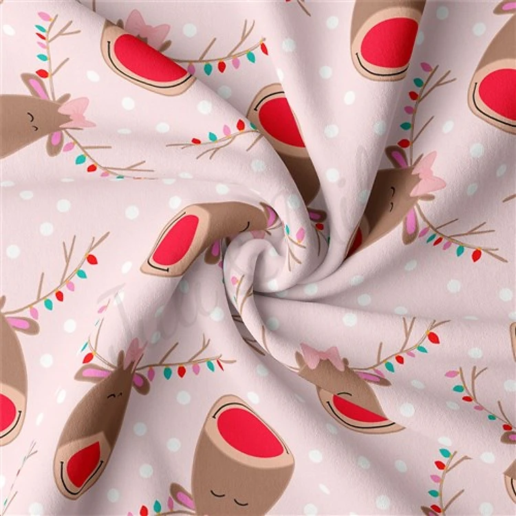 Christmas Double Brushed Polyester Fabric Jersey Stretchy Soft Polyester Stretch Fabric