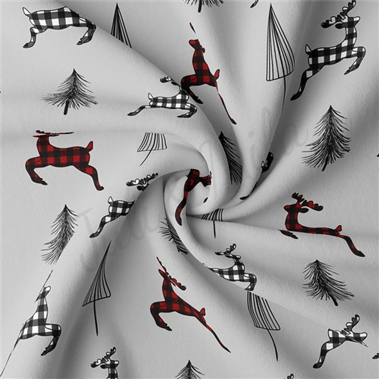 Christmas Christmas Double Brushed Polyester Fabric Jersey Stretchy Soft Polyester Stretch Fabric