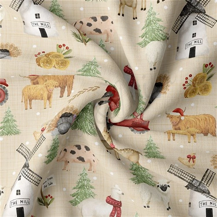 Christmas Double Brushed Polyester Fabric Jersey Stretchy Soft Polyester Stretch Fabric