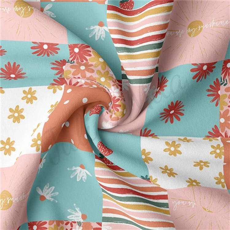 Patchwork Double Brushed Polyester Fabric Jersey Stretchy Soft Polyester Stretch Fabric
