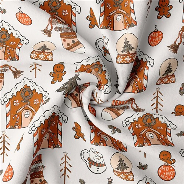 Christmas Double Brushed Polyester Fabric Jersey Stretchy Soft Polyester Stretch Fabric